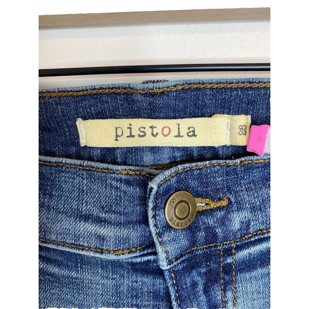Pistola Ultra Flare Bell Bottom Frayed Hem Distressed Mid Rise Jeans Size 28 - Picture 5 of 12